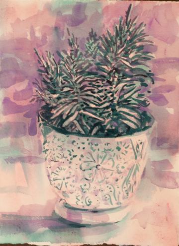 Lavendar in a vase watercolor